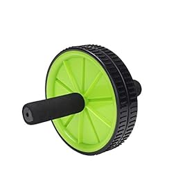 Mind Reader Dual Wheel Split Ab Roller for Home Fitness Core Building Training Workouts, Black/Green
