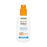 GARNIER DELIAL Spray Solar Muy Alta Protección FPS50+ Para Pieles Claras, Sensibles E Intolerantes Al Sol, Resistente Al Agua 200 ml