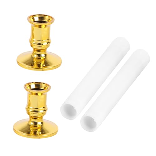 4 Velas LED largas SEWACC con base dorada y llama oscilante para decoración
