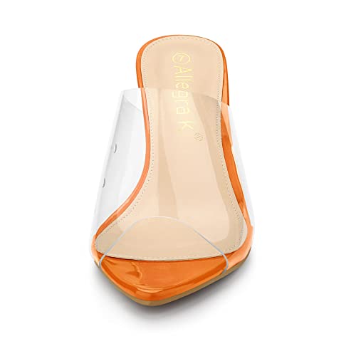 Allegra K Allegra K Women's Clear Chunky Heel Orange Slides Sandals Mules - 6 M US
