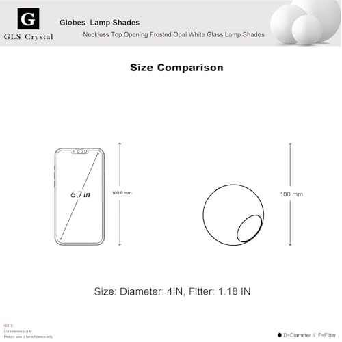 Image of GLS Frosted Opal Glass Lamp Shade, 4 inchx1.18 inch