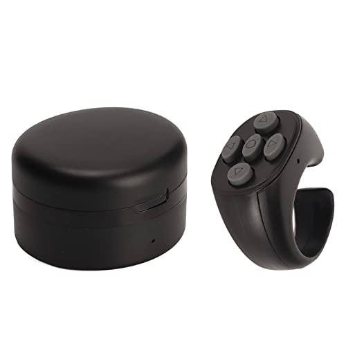 Zunate Remote Control Scrolling Ring, Bluetooth APP Page Turner Media Clicker with Charging Case, Camera Shutter Selfie for Smartphone