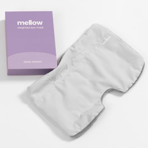 Mellow Weighted Sleep Eye Mask for Sleeping 99% Blackout Cooling & Plush Reversible Eye Mask with 180g Weighted Glass Beads Strapless Deep Pressure Sleep Mask for Travel Naps & Relaxation