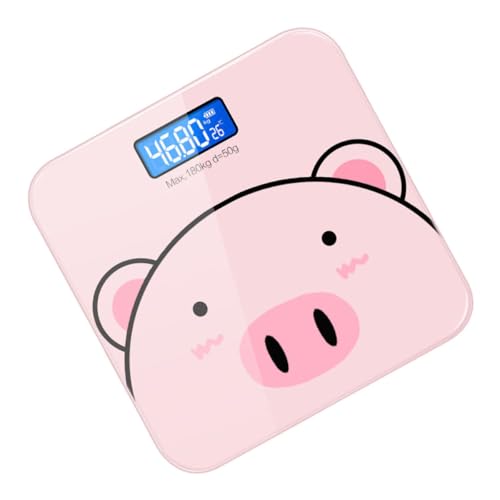 HOMSFOU Báscula Electrónica de Peso Corporal Digital Hogar Dibujos Animados, Carga Usb, Vidrio Templado y Función de Pesaje Precisa para Salud y Control Corporal