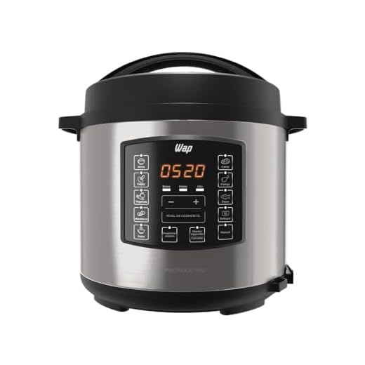 WAP Panela de Pressão Elétrica Inox 1000W com Painel Digital, Cesto 6 Litros com Revestimento Antiaderente que não Gruda, Tempo Programável, 10 Dispositivos de Segurança e Acessórios WAP WPPE1 127V
