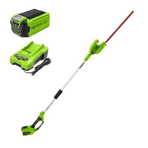 Greenworks 40V 20 inch Cordless Pole Hedge Trimmer 2.0 AH Battery Included, PH40B210