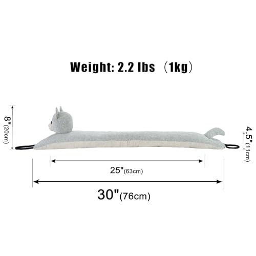 Image of Marwood Under Door Draft Stopper Decorative Wind Stopper 30 inch for Door & Window, Weighted Animal Air Draft Stopper Snake Noise Blocker for Bottom of Door with Hanging Loops - Grey Cat