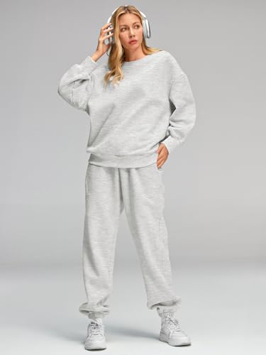 AUTOMET Womens 2 Piece Outfits Sweatsuit Oversized Sweatshirt Lounge Sets Baggy Sweatpants Fall Fashion with Pockets