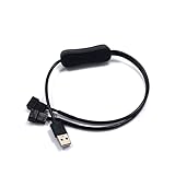 USB to Dual 4-Pin PC Fan Sleeved Power Adapter Cable CPU Case Fan Connector PWM 5V Fan Power Adapter Cable with ON/Off Switch (Single 4p)