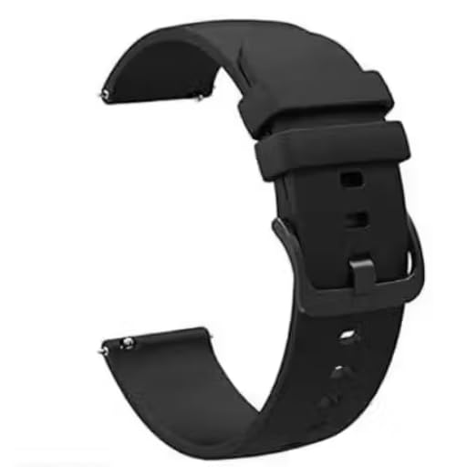 Image of 22MM silicone Strap for Smart Watches Compatible With Noise, Fireboltt, Boat Xtend, Pebble, Boat Flash, Noise Color Fit, Ultra Smart Watch & All Watches | Black | Pack of 1