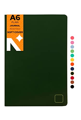 Image of NEORAH - A6 Notebook SOFT COVER | Journal REFILL | Unruled Notebook Journal | 110 GSM | 160 pages (Size 14.8 cm x 10.5 cm) Planner Journaling Writing Note Taking Diary-DARK GREEN