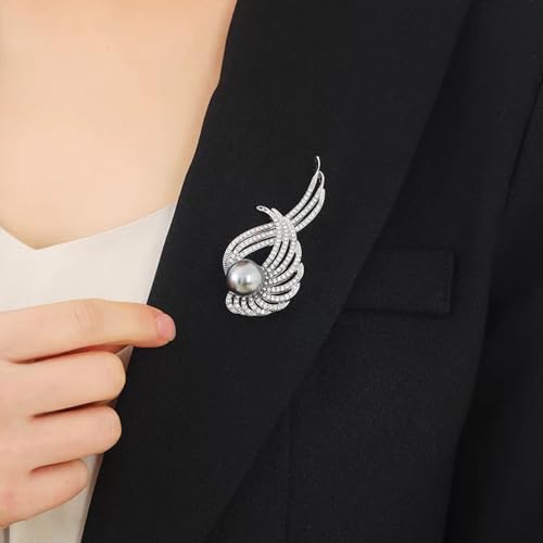 Image of Elegant Floral Brooch Pins for Women - Stylish Personalized Design Rhinestone Lapel Pin Jewelry for Ladies Flower Sweater Scarf Coat Dress Brooches and Pins for Women
