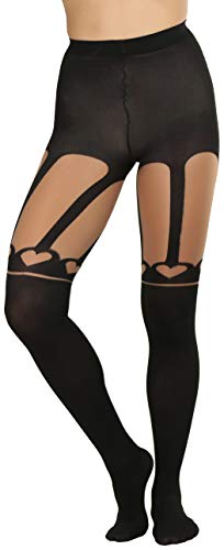 Image of ToBeInStyle Women's Valentine Day Themed Opaque Sheer Pantyhose w /Heart Love