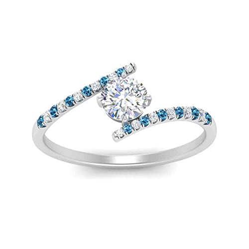 Image of Choose Your Gemstone Bypass Modern Round Diamond CZ Ring 925 Sterling Silver Round Shape Side Stone Engagement Rings Lightweight Office Wear Everyday Gift Jewelry US Size 4 to 12