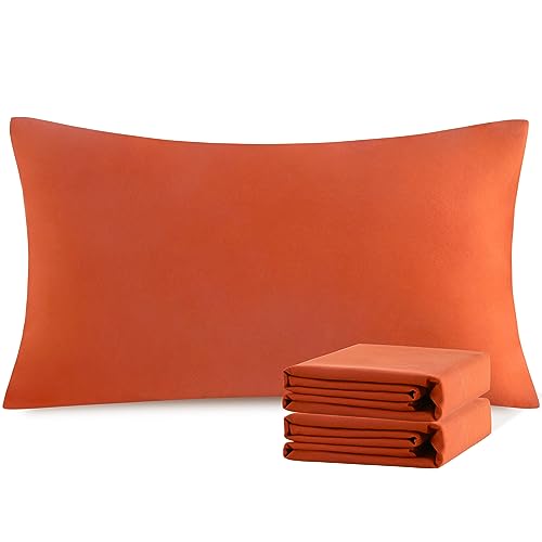NTBAY King Pillowcase Set - 2 Pack Brushed Microfiber 20x40 Pillowcases - Soft, Wrinkle-Free, Fade-Resistant, Stain-Resistant, Brunt Orange Pillowcases with Envelope Closure - 20x40 Inches