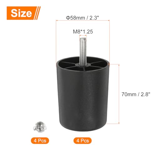 Patas de plástico para muebles de sofá y cama, repuestos con perno cónico M8 3