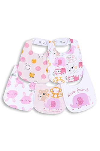 Chicco, Bavaglie Neonato e Neonata, Set di 5 Bavaglie 100% Cotone, Unisex Bambino e Bambina 0-24 Mesi, Designed in Italy