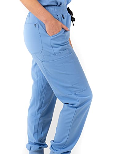 Image of Mim Jogger Scrub Pants for Women, Skinny Leg Joggers, Burgundy, Black, Navy Blue, Green