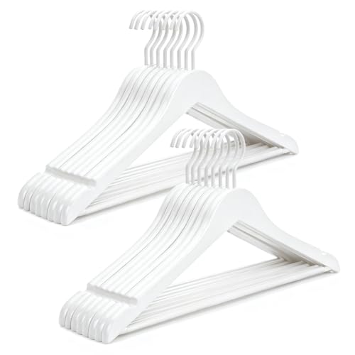 TOPIA HANGER Extra Strong White Wooden Suit Hangers