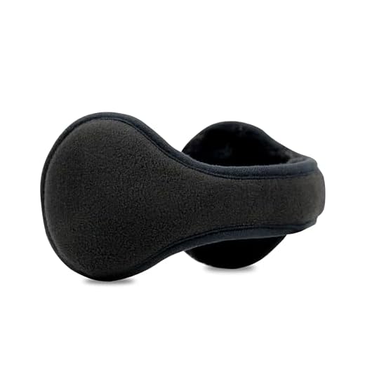 Winter Men Earmuffs, Big Size Foldable Polar Fleece Ear Warmers Women Adjustable Ear Muffs for Outdoor Activities (Black)