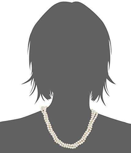 Amazon Collection 14K Yellow Gold 5-5.5Mm White Cultured Freshwater Twisted 3-Rows Pearl Strand, 18" #TOP1