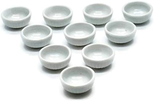 1shopforyou 10 White Mini Ceramic Plates & Bowls Decorative Accents – Small Display Pieces for Home Décor & Craft Styling image 3