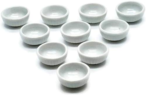 1shopforyou 10 White Mini Ceramic Plates & Bowls Decorative Accents – Small Display Pieces for Home Décor & Craft Styling