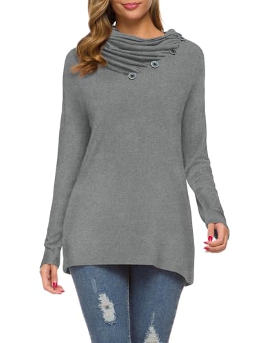 Image of WEACZZY Women's Long Sleeve Shirts Button Cowl Neck Casual Loose Tunic Tops Blouse Dressy Fashion 2026