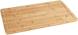 WENKO Bambusowa płyta ochronna na kuchenkę deska kuchenna, deska do krojenia z rowkiem na sok, bambus, 52 x 1,5 x 30 cm, brązowa