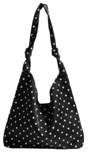 Women’s Polka Dot Bag Large Capacity Tote Handbag Chic Satchel Purse Travel Office Gym Knot Bag Trendy Hobo Shoulder Handbag