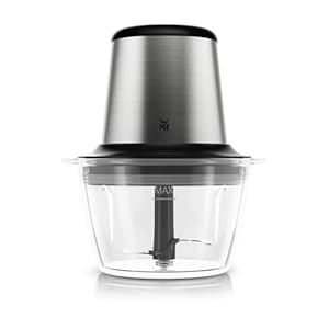 WMF Kult X elektrischer Zerkleinerer – Mini Zerkleinerer und Blitzhacker mit Glasbehälter und Edelstahlmesser, Multizerkleinerer für Gemüse, Kräuter und Nüsse, spülmaschinenfest, kompakt und langlebig