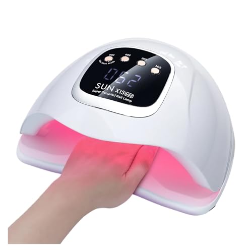 TIEOAXFT Candeeiro de secagem de unhas de alta potência Sun X15 MAX para unhas de gel, 280 W, 66 LED, máquina de secagem de esmalte de gel com sensor automático, candeeiro de unhas UV LED