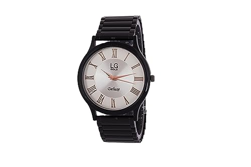 Image of Men's Brass Black Wrist Watch (LG313, Dial Colour-White)