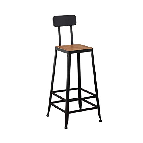 Barstools Taburete De Bar Estilo Industrial De Hierro Forjado Taburete Redondo De Madera SóLida Para Bistró Y Café Silla De JardíN En Casa / Uso En Interiores Y Exteriores / Altura De Asiento 75 Cm