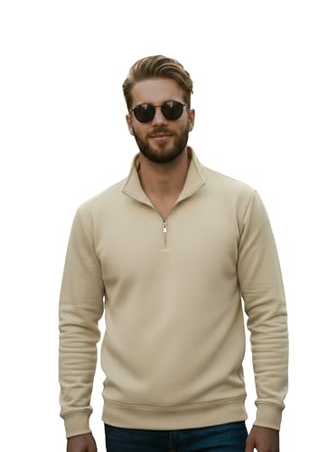 Image of Mack Jonney Men's Fleece Half-Zip High Neck Sweatshirt | Warm & Stylish Winter Wear -JM4380