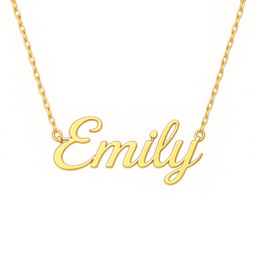 14k Solid Gold Name Necklace Personalized, Custom Script Nameplate Necklace, Dainty Custom Name Necklace For Women, Nameplate Customized Pendant, Gift for Her, 14K Solid Gold and Gold Plated Options