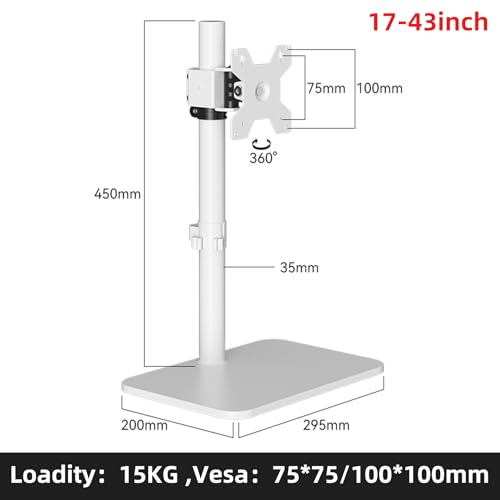 Image of Monitor Stand for 17-43 Inch Ultrawide Screens | 15KG Capacity Free-Standing Base 360 Rotation & Height Adjustable, VESA Mount for Gaming /Office