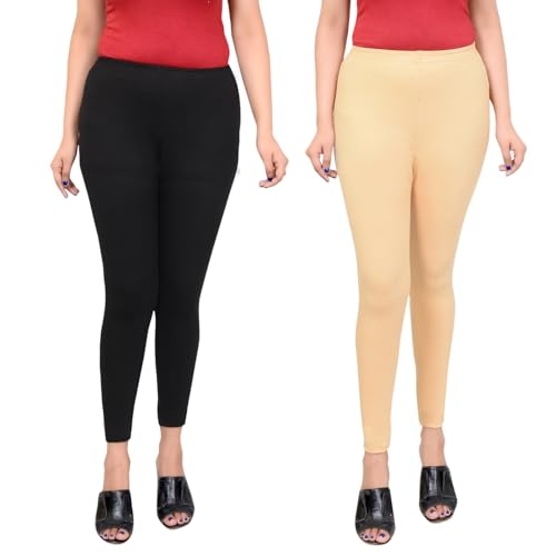 Image of Women Ankle Length Leggings Combo Pack Stretchable Comfortable Slim Fit High Waist Leggings for Women Ankle Length Soft Fabric