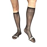 HIOPOIUYT FODEA MENS BUSINESS SOCKS Mit Streifenmuster Für Professionelles Outfit Thin Nylon Knie Länge Socken Formale Kleidungsgeschäft Für Männer
