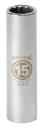 Armstrong 39-315 15mm, 12 Point, 1/2-Inch Drive Metric Deep Socket