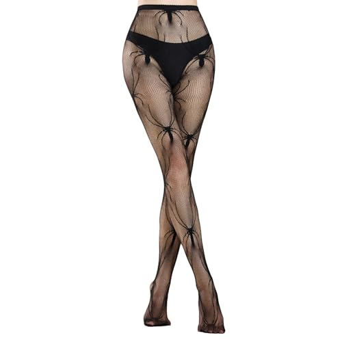 MANZI Halloween Netzstrumpfhose Schwarz Spinne Muster Netz Strumpfhosen Damen Hohe Taille Elastisch Netzstrümpfe 1 Paar MANZI Halloween Netzstrumpfhose Schwarz Spinne Muster Netz Strumpfhosen Damen Hohe Taille Elastisch Netzstrümpfe 1 Paar