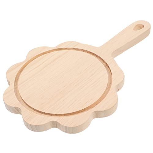 Cabilock Wooden Food Tray Handle Restaurant Steak Tray Portable Pizza Board Pizza Peel Kitchen Tool
