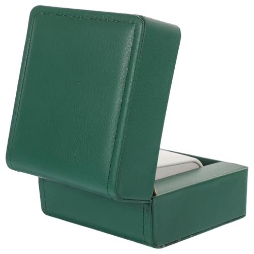 Uonlytech Caja de Almacenamiento para Relojes de Piel Sintética Verde Oscuro, Caja para Exhibición Ranuras Individuales, Organizador Funcional para Relojes Automáticos Pulsera