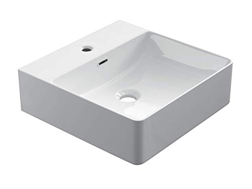 STARBATH PLUS Keramische rechthoek aanrecht wastafel wastafel wastafel vat vat kraan gat (41 x 41 x 12 cm)