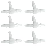 JoyTube Plastic 1/4' ID Hose Barb Fittings, Equal Barbed Tee Pipe Connectors 3 Way Joint Splicer Mender Union Adapter for Boat Aquarium, Pack of 6