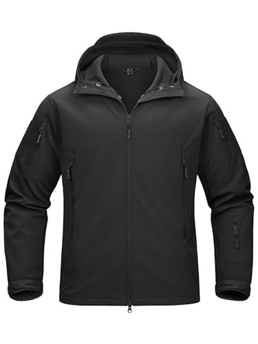 TACVASEN Military Waterproof Men's Softshell Jacket Fleece Lining Camouflage Outdoor Coat