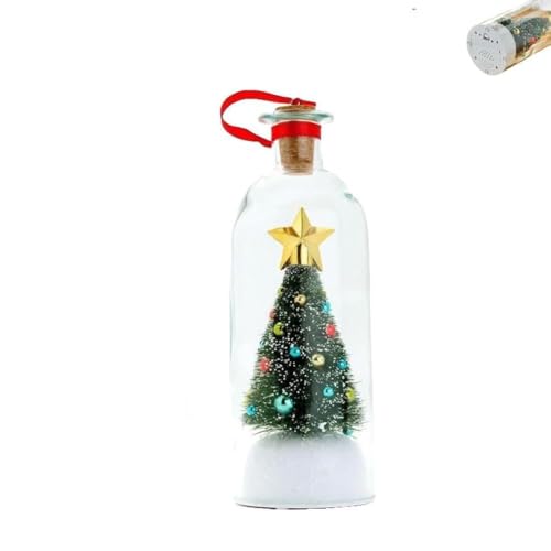 Mensaje Navideño Grabable En Una Botella, Decoración Navideña Retro con Paisaje Nevado, Tira del Corcho para Reproducir El Mensaje