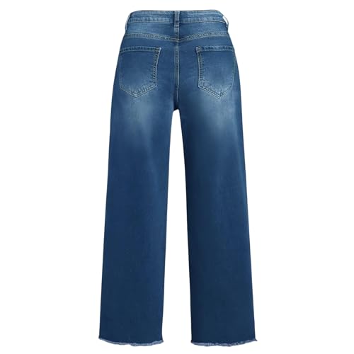 Women's Wide Leg Jeans Casual Stretchy Mid Rise Denim Pants Loose Fit Jeans Vintage Zipper Denim Pants with Pockets3