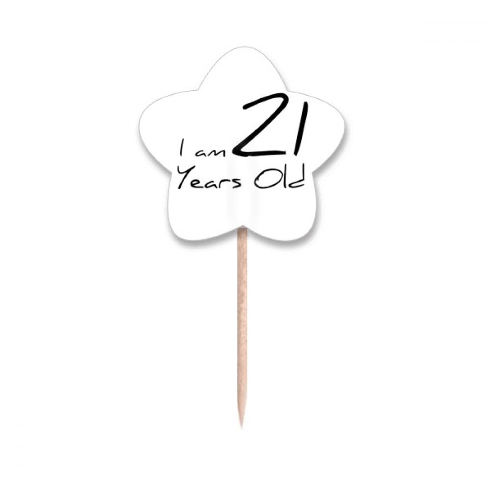 Cure-dents drapeaux étoiles lable pour décoration de cupcake et gâteau de 21 ans