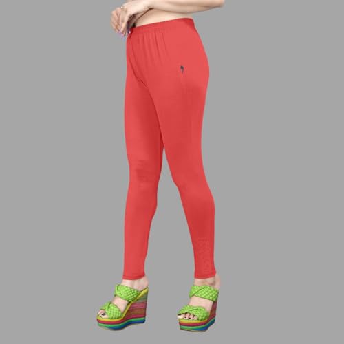 Image of Women's Solid Mid Rise Slim Fit Ankle Length Leggings - Comfortable and Stylish Yoga Pants for Workout, Running and Everyday Wear